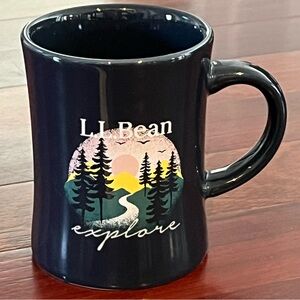 L.L. Bean Mug Diner Style Explore Blue Heavy Oversized Coffee Cup